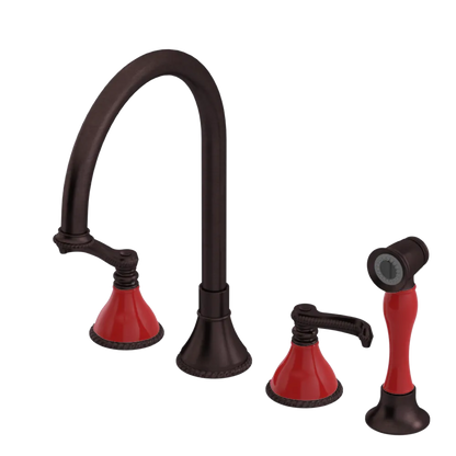 Rubinet Widespread Kitchen Set with Hand Spray Tuscan Brass