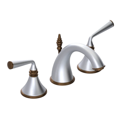 Rubinet Widespread Lav. Set. (less drain) Satin Chrome