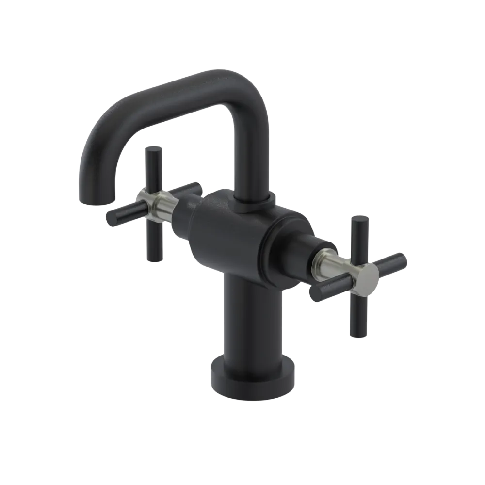 Rubinet Single Hole Dual Handle Lav. Set. (less drain) Matt Black