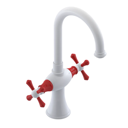 Rubinet Single Hole Dual Handle Lav. Set. (less drain) White