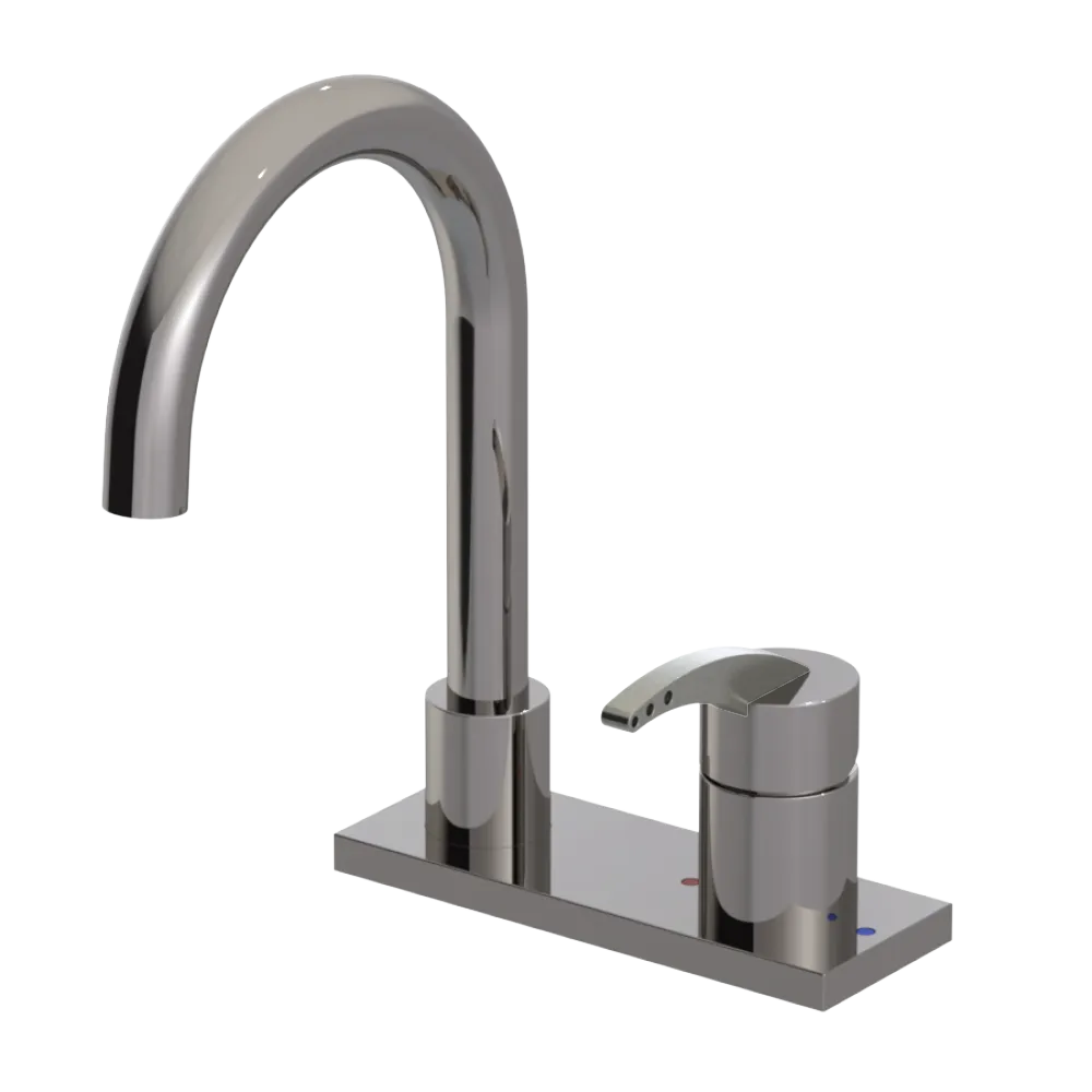 Rubinet 4" Centre Single Control Lav. Set. (less drain) Polished Nickel