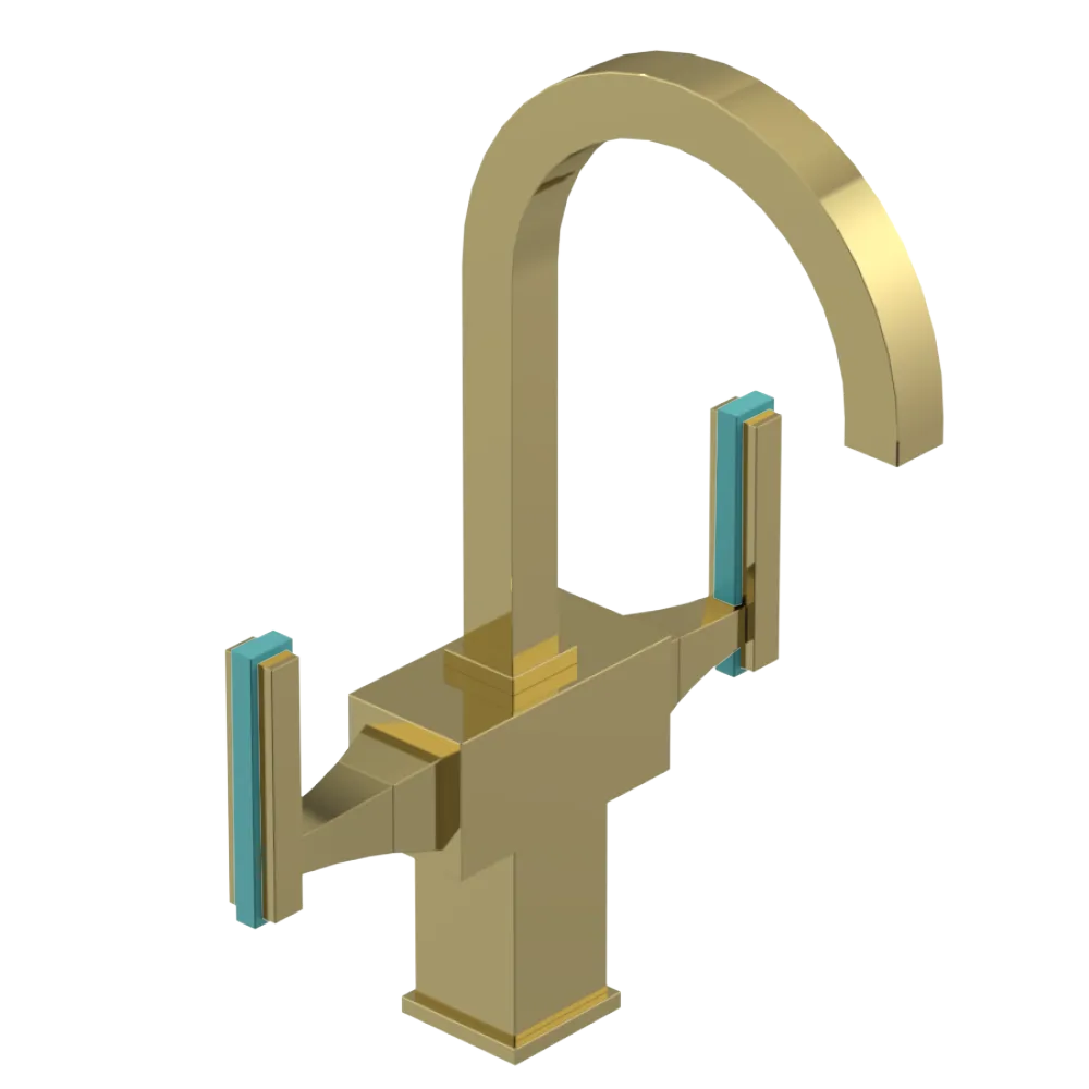Rubinet Single Hole Dual Handle Lav. Set. (less drain) Bright Brass
