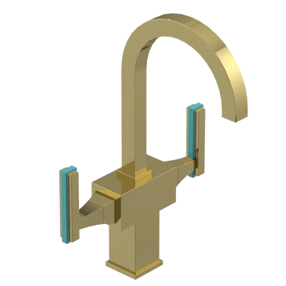 Rubinet Single Hole Dual Handle Lav. Set. (less drain) Bright Brass