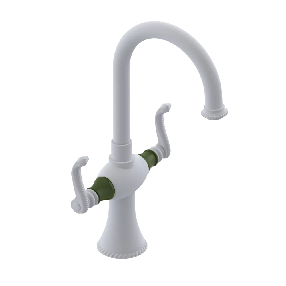 Rubinet Single Hole Dual Handle Lav. Set. (less drain) Matt White