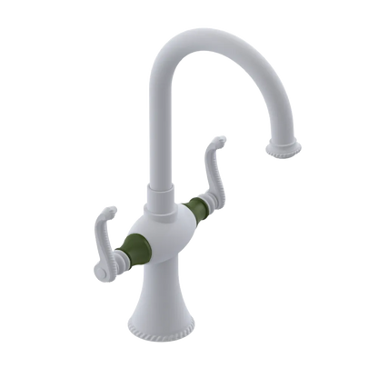 Rubinet Single Hole Dual Handle Lav. Set. (less drain) Matt White