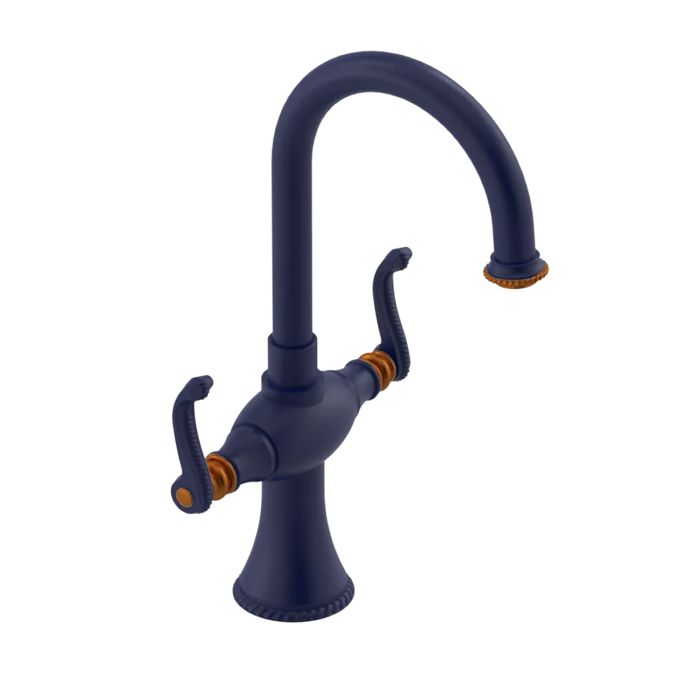 Rubinet Single Hole Dual Handle Lav. Set. (less drain) Midnight Blue