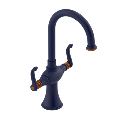 Rubinet Single Hole Dual Handle Lav. Set. (less drain) Midnight Blue
