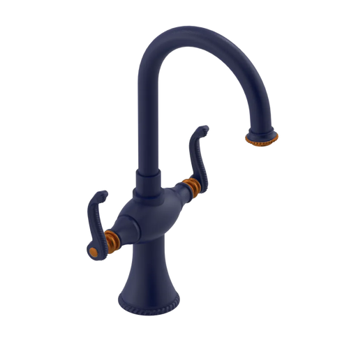 Rubinet Single Hole Dual Handle Lav. Set. (less drain) Midnight Blue