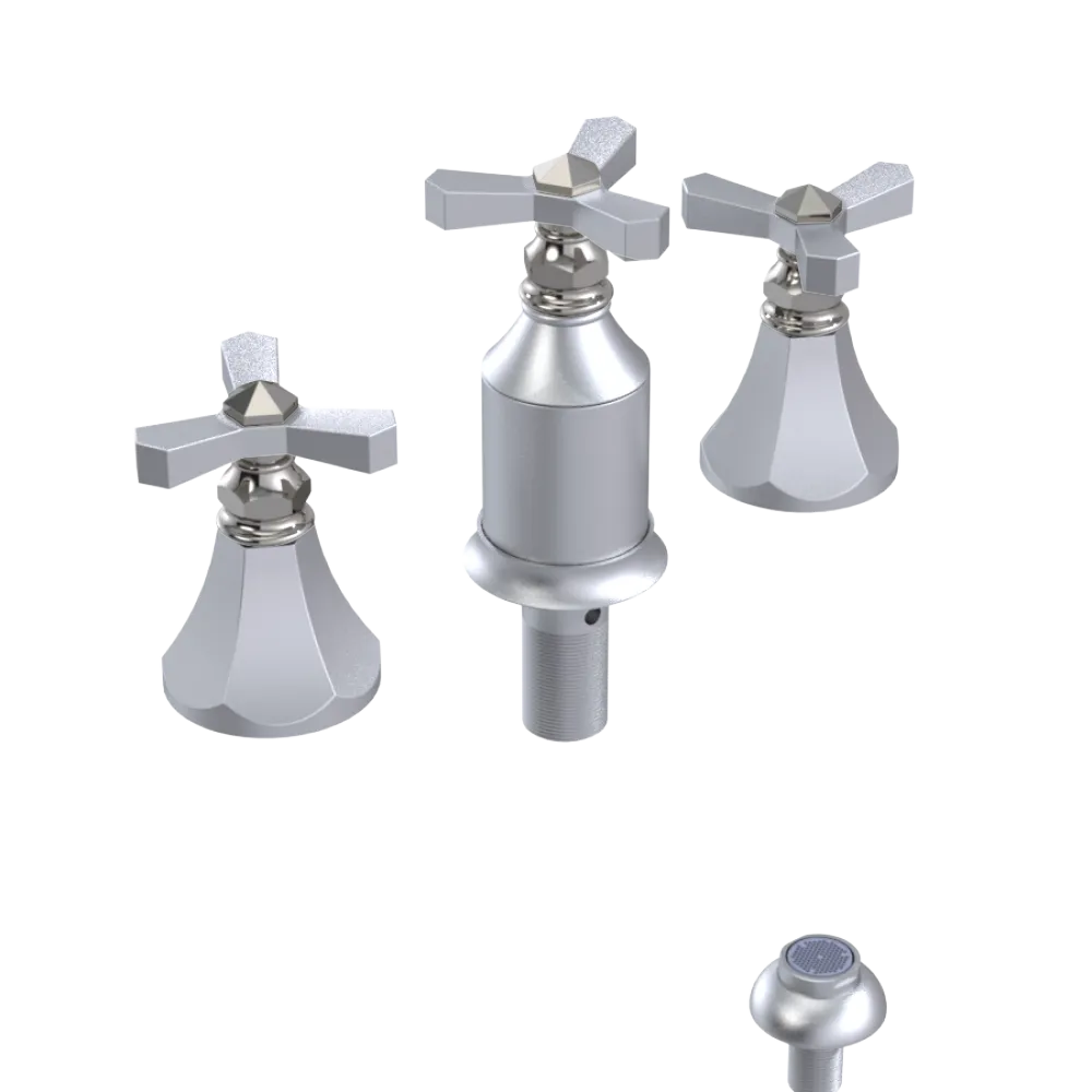 Rubinet Bidet Fitting with Spray, Diverter, and Vacum Breaker (Less Drain) Satin Chrome