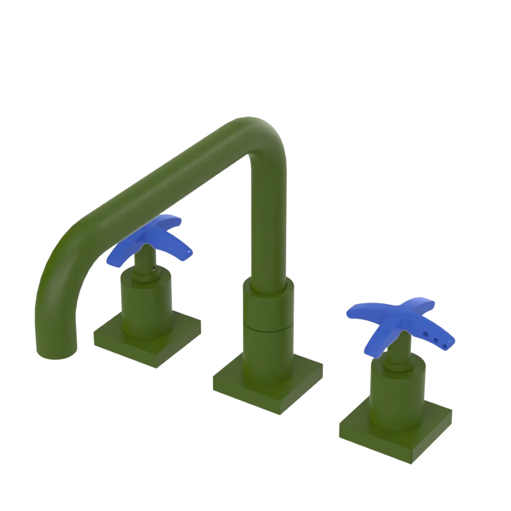 Rubinet Widespread Kitchen Set with Genesis Spout Green Envy