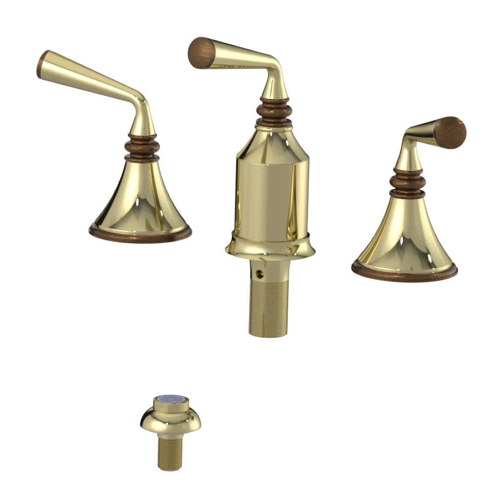 Rubinet Bidet Fitting with Spray, Diverter, and Vacum Breaker (Less Drain) Gold