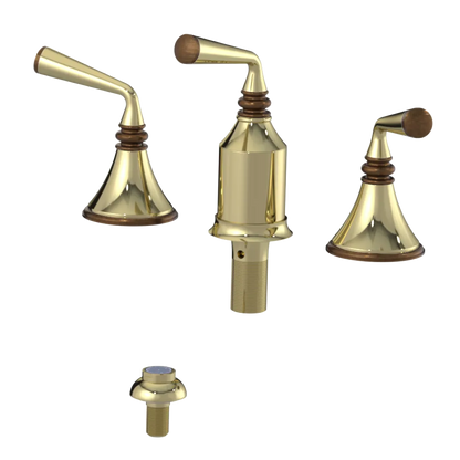 Rubinet Bidet Fitting with Spray, Diverter, and Vacum Breaker (Less Drain) Gold