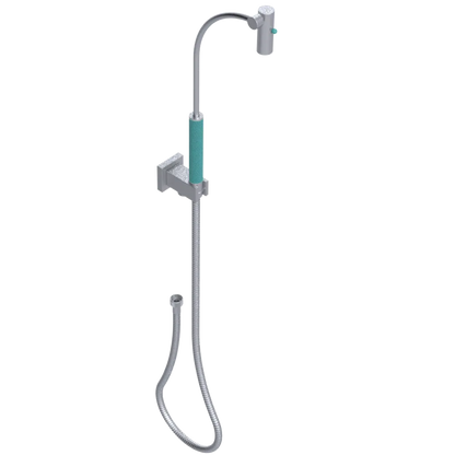 Rubinet Hand Held Shower Bidet with Extended Reach & Dual Function Spray Including Wall Bracket with Supply & Hose (Square) Satin Chrome