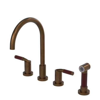 Rubinet Widespread Kitchen Set with Hand Spray Tuscan Brass