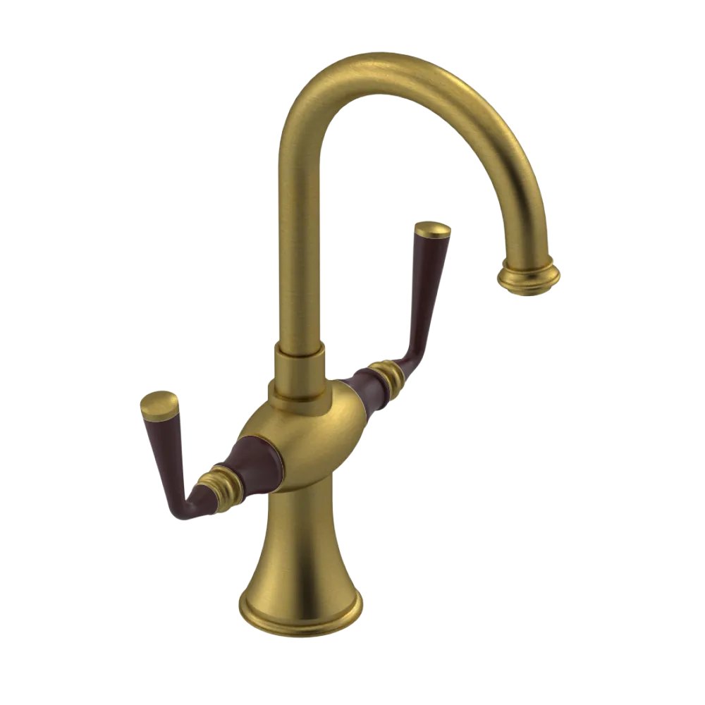 Rubinet Single Hole Dual Handle Lav. Set. (less drain) Antique Brass Matt
