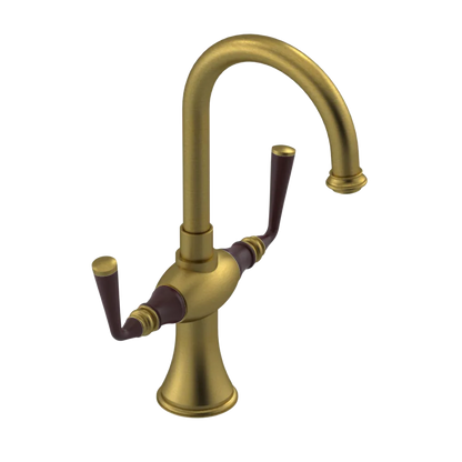 Rubinet Single Hole Dual Handle Lav. Set. (less drain) Antique Brass Matt