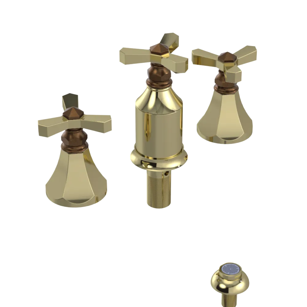 Rubinet Bidet Fitting with Spray, Diverter, and Vacum Breaker (Less Drain) Gold