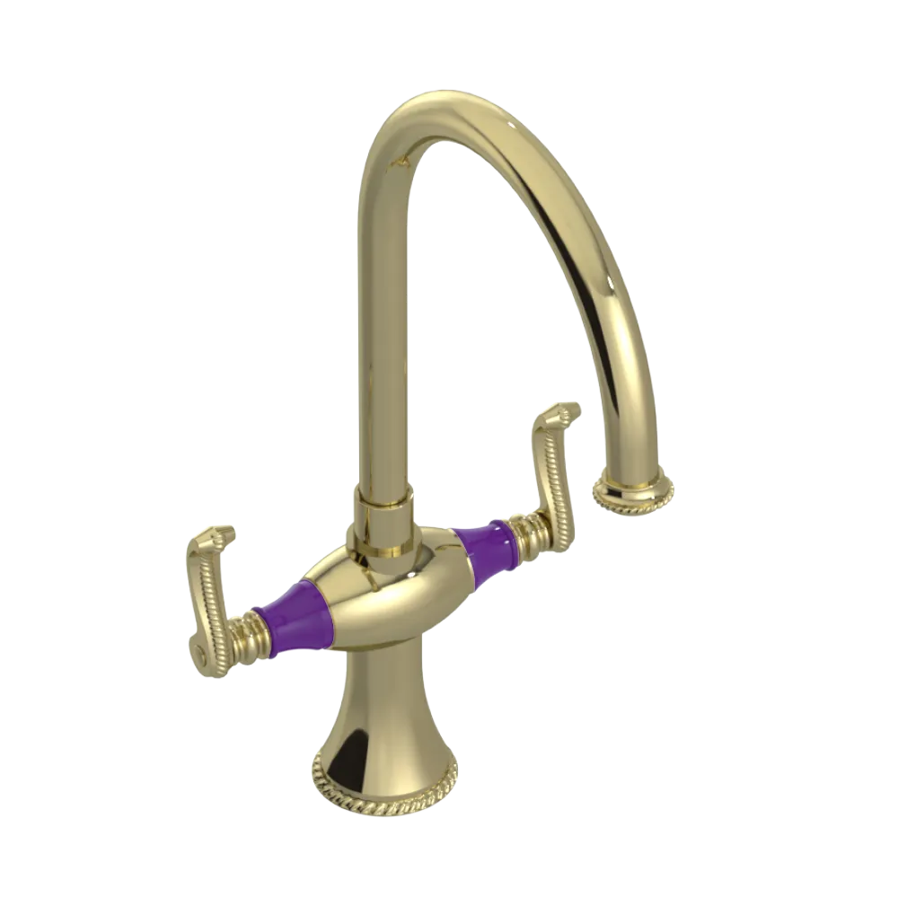 Rubinet Two Handle Single Hole Kitchen Set Gold