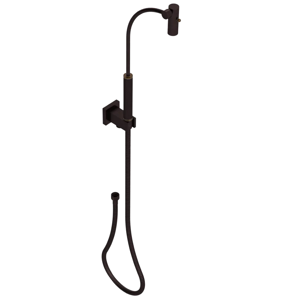 Rubinet Hand Held Shower Bidet with Extended Reach & Dual Function Spray Including Wall Bracket with Supply & Hose (Square) Oil Rubbed Bronze
