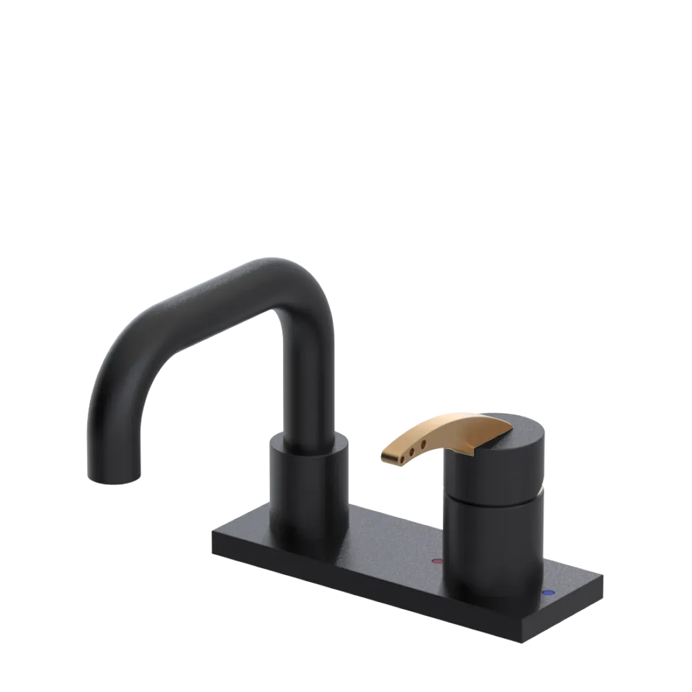Rubinet 4" Centre Single Control Lav. Set. with Genesis spout (less drain) Matt Black