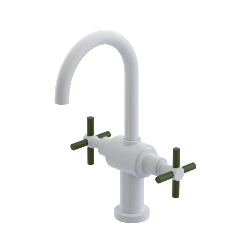 Rubinet Single Hole Dual Handle Lav. Set with LaSalle Spout (less drain) White