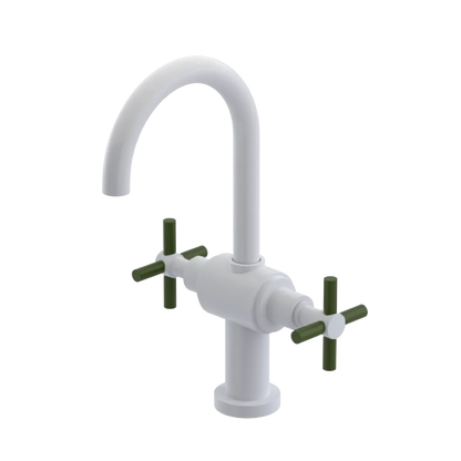 Rubinet Single Hole Dual Handle Lav. Set with LaSalle Spout (less drain) White
