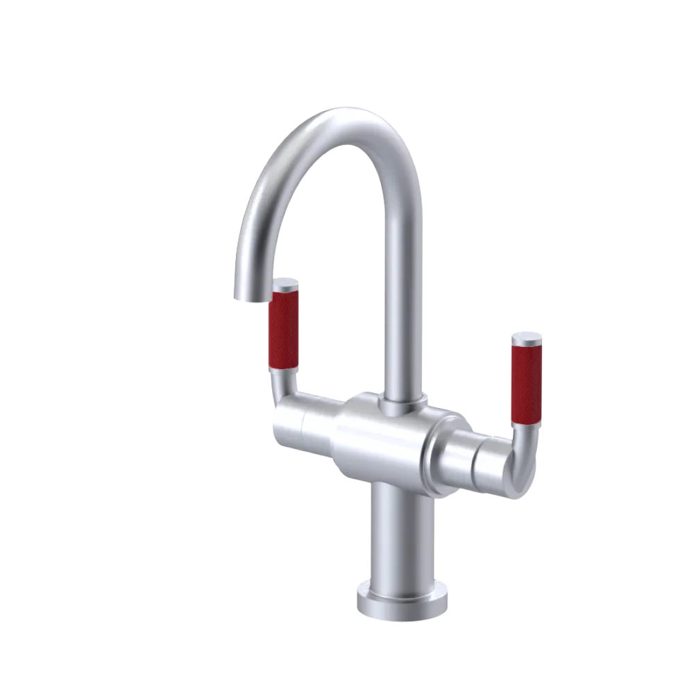 Rubinet Single Hole Dual Handle Lav. Set. (less drain) Satin Chrome