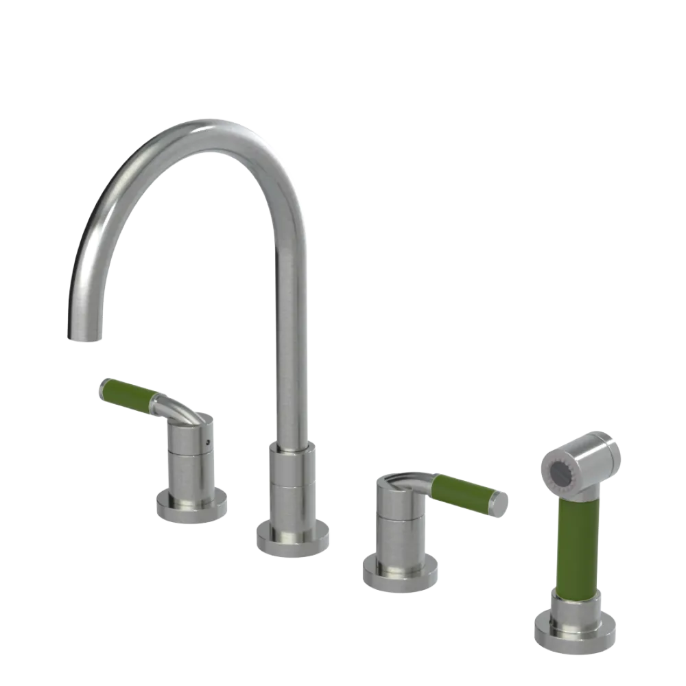 Rubinet Widespread Kitchen Set with Hand Spray Satin Nickel
