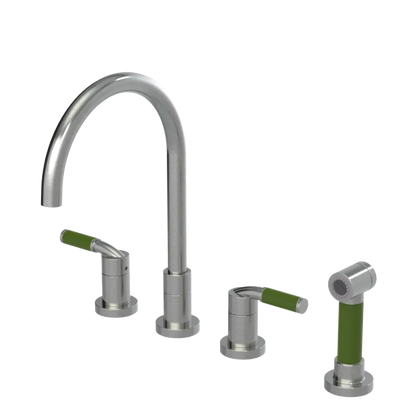 Rubinet Widespread Kitchen Set with Hand Spray Satin Nickel
