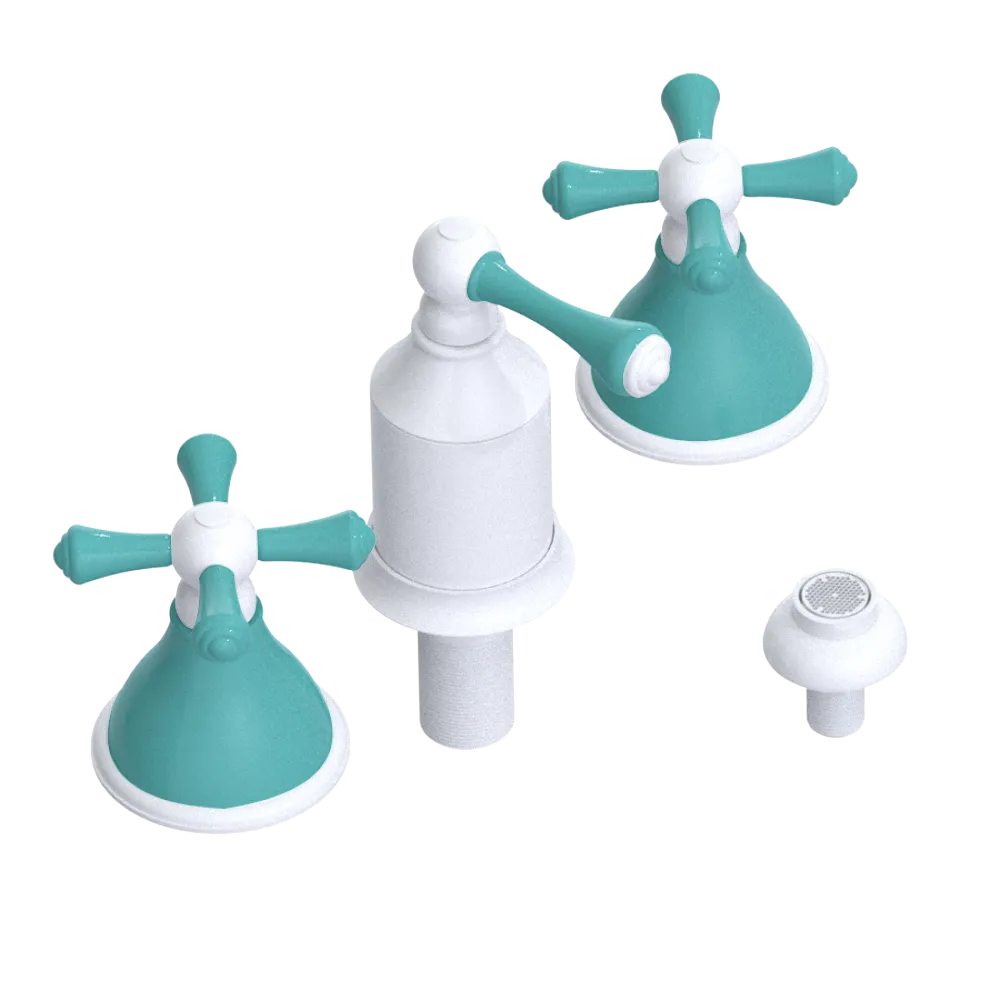 Rubinet Bidet Fitting with Spray, Diverter, and Vacum Breaker (Less Drain) White