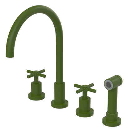 Rubinet Widespread Kitchen Set with LaSalle Spout with Hand Spray Green Envy