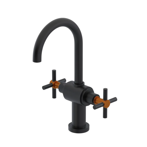Rubinet Single Hole Dual Handle Lav. Set with LaSalle Spout (less drain) Matt Black