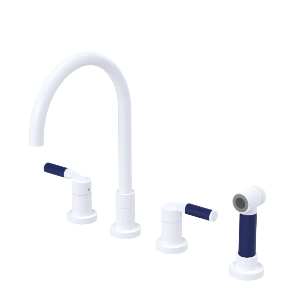 Rubinet Widespread Kitchen Set with Hand Spray White