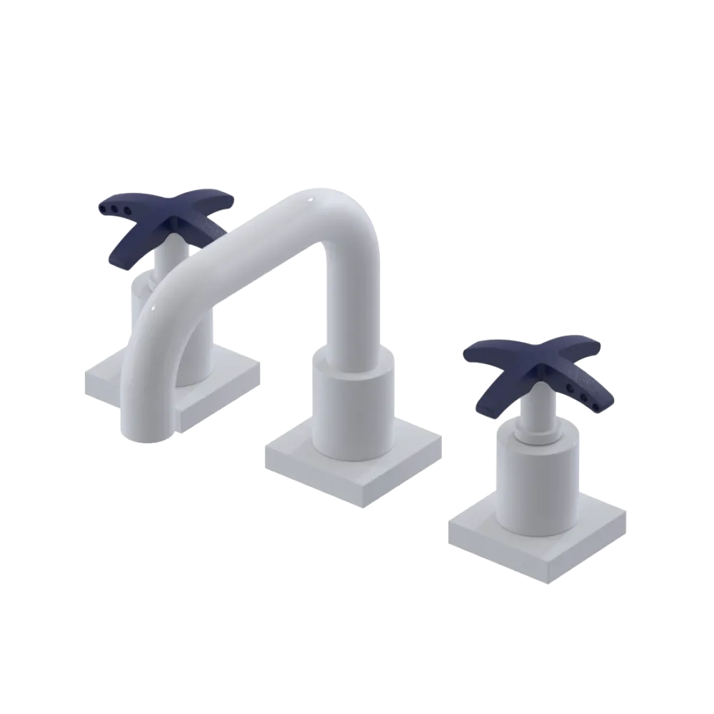 Rubinet Widespread Lav. Set. with Genesis spout (less drain) White