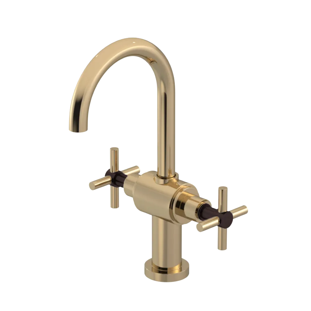 Rubinet Single Hole Dual Handle Lav. Set with LaSalle Spout (less drain) Gold