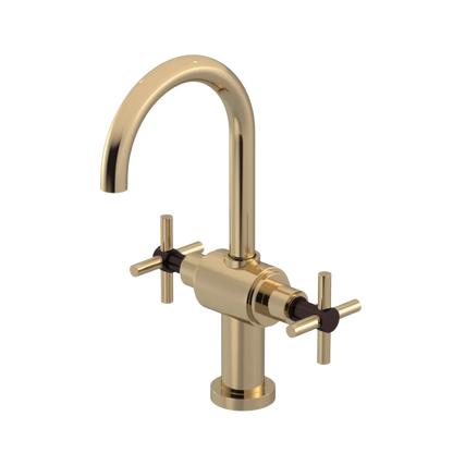 Rubinet Single Hole Dual Handle Lav. Set with LaSalle Spout (less drain) Gold