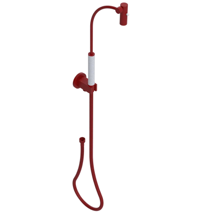 Rubinet Hand Held Shower Bidet with Extended Reach & Dual Function Spray Including Wall Bracket with Supply & Hose (Round) Maroon