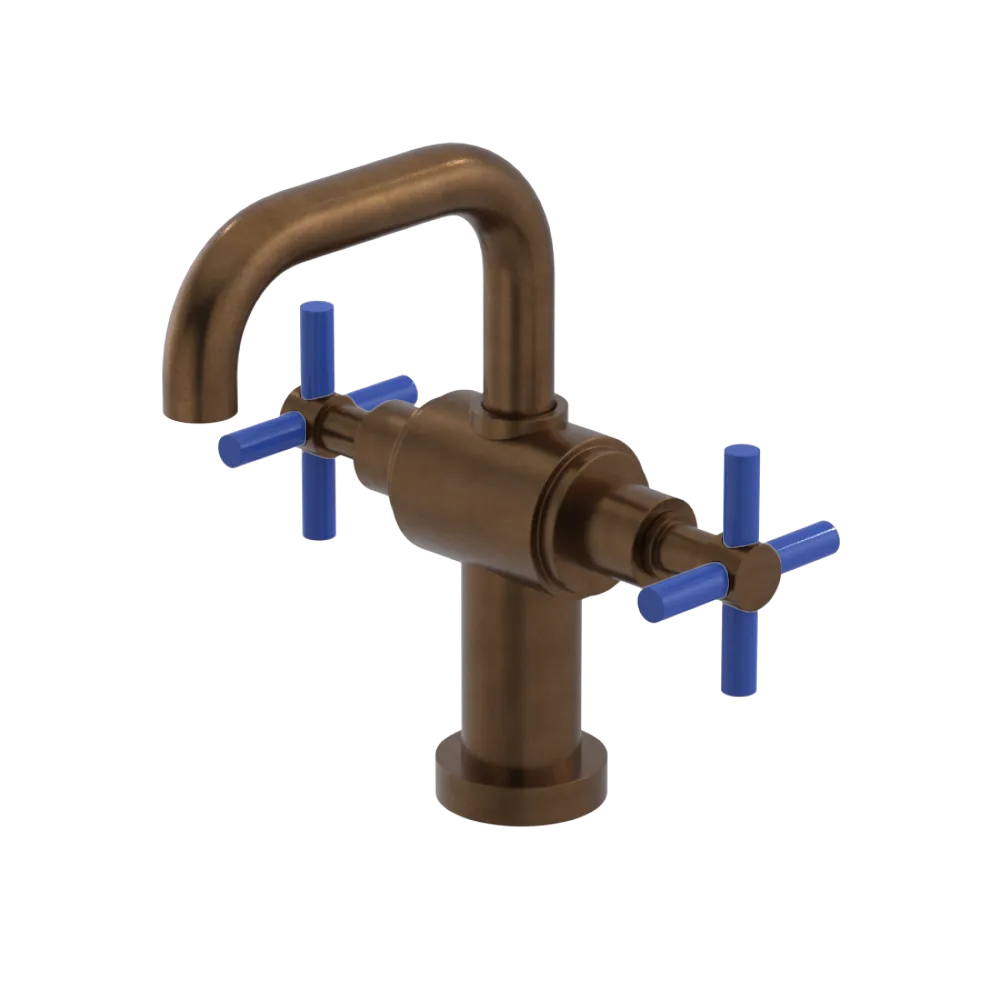 Rubinet Single Hole Dual Handle Lav. Set. (less drain) Tuscan Brass