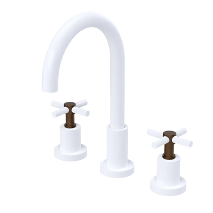 Rubinet Widespread Kitchen Set with LaSalle Spout White