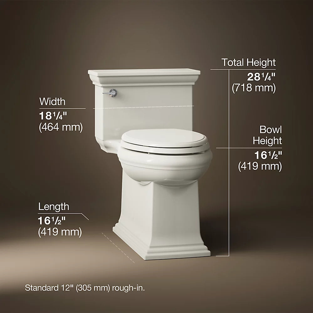 Kohler Memoirs® Stately One-piece compact elongated toilet with skirted trapway, 1.28 gpf - Golzar Home