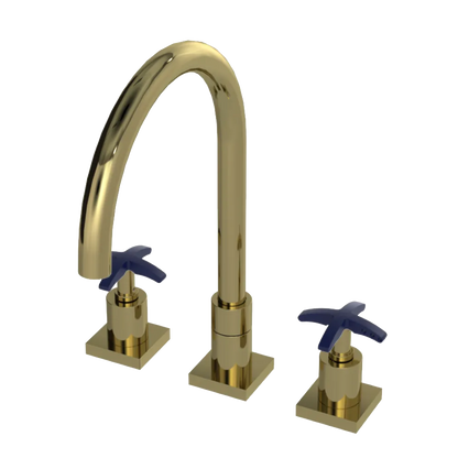 Rubinet Widespread Kitchen Set Natural Brass