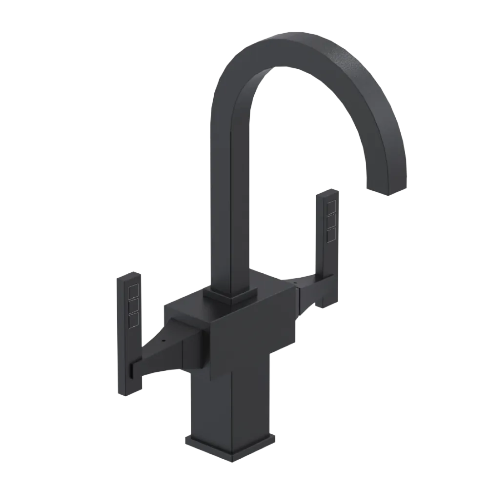 Rubinet Single Hole Dual Handle Lav. Set. (less drain) Matt Black