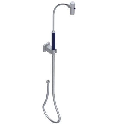 Rubinet Hand Held Shower Bidet with Extended Reach & Dual Function Spray Including Wall Bracket with Supply & Hose (Square) Satin Chrome