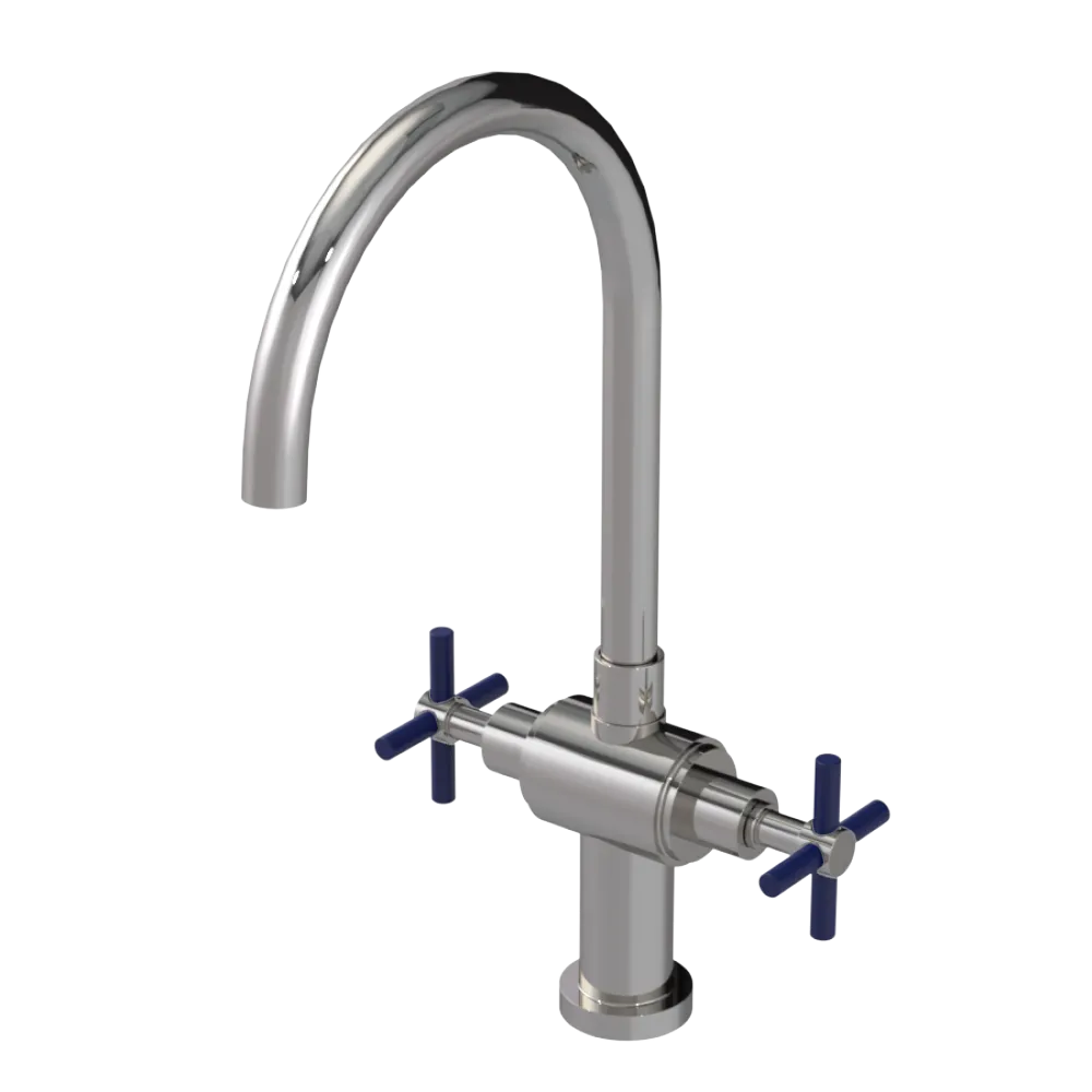 Rubinet Two Handle Single Hole Kitchen Set with LaSalle Spout Polished Nickel