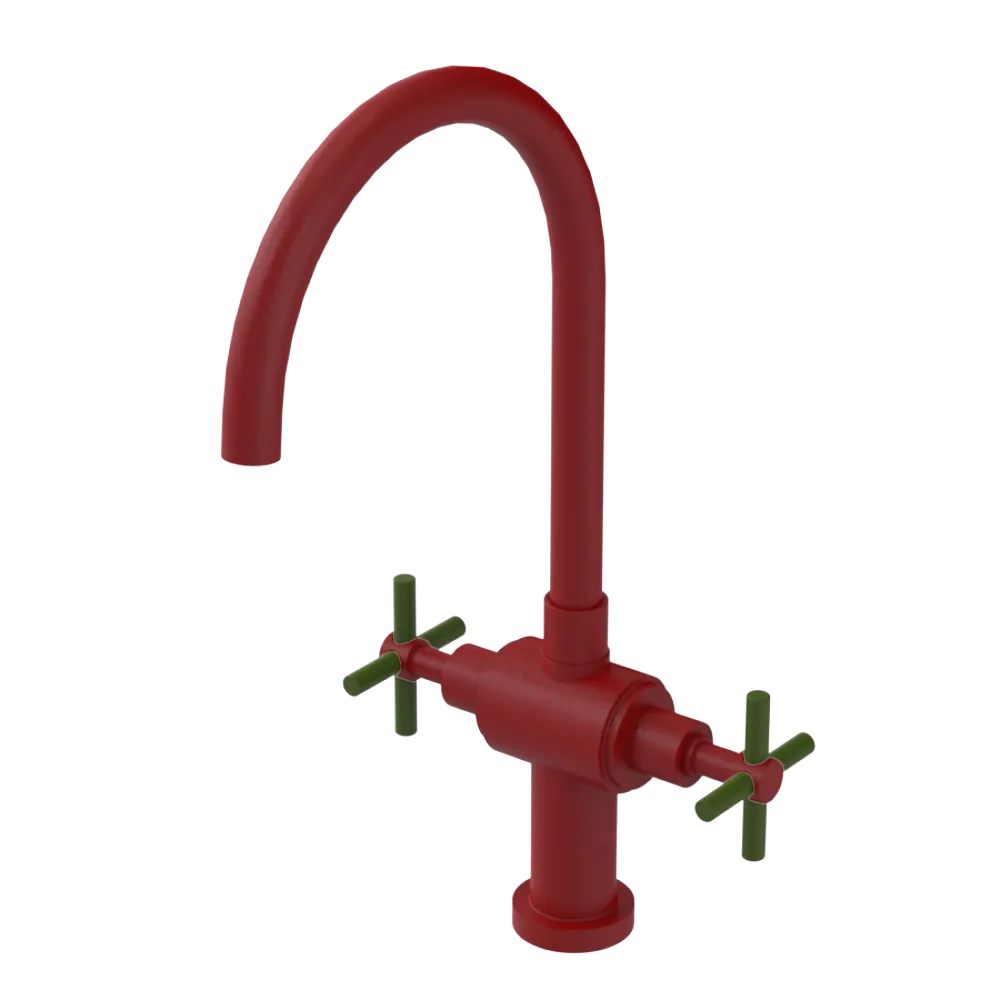 Rubinet Two Handle Single Hole Kitchen Set with LaSalle Spout Maroon