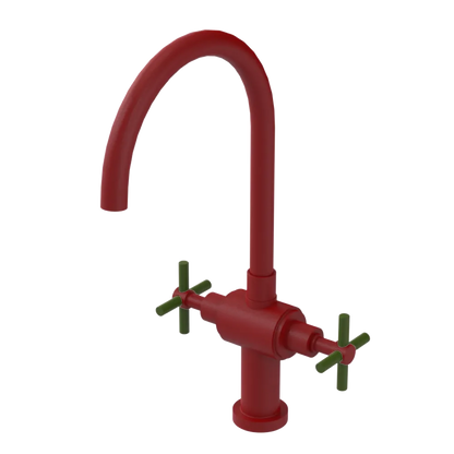 Rubinet Two Handle Single Hole Kitchen Set with LaSalle Spout Maroon