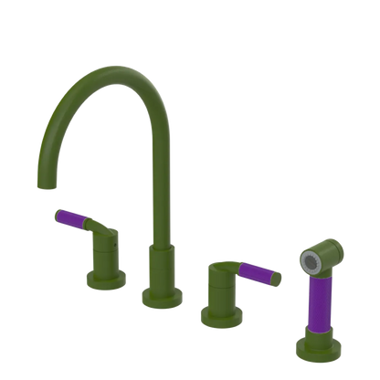 Rubinet Widespread Kitchen Set with Hand Spray Green Envy