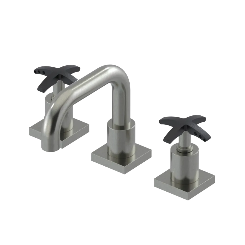 Rubinet Widespread Lav. Set. with Genesis spout (less drain) Satin Nickel