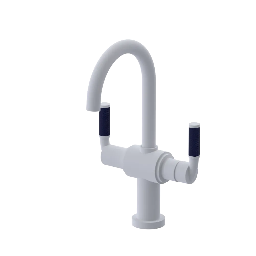 Rubinet Single Hole Dual Handle Lav. Set. (less drain) Matt White