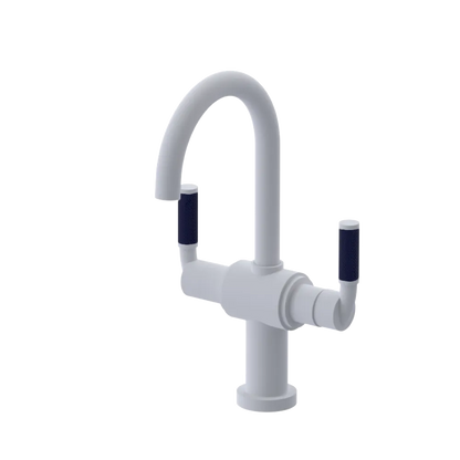 Rubinet Single Hole Dual Handle Lav. Set. (less drain) Matt White